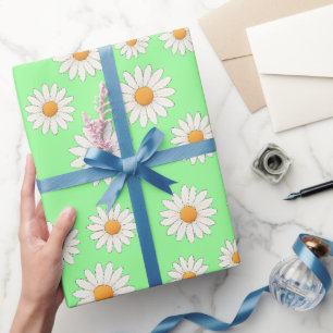 Papel De Presente Charming Daisy Pattern - Presente Floral