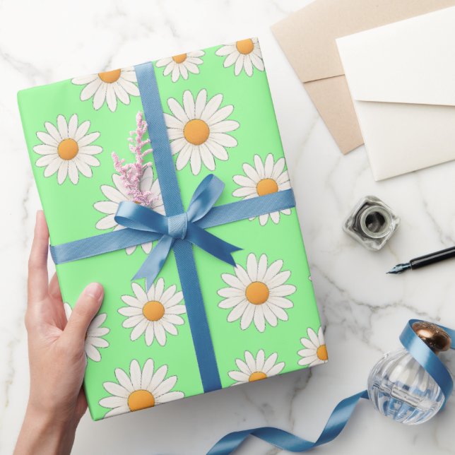 Papel De Presente Charming Daisy Pattern - Presente Floral (Presentear)