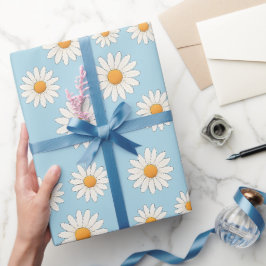 Papel De Presente Charming Daisy Pattern - Presente Floral
