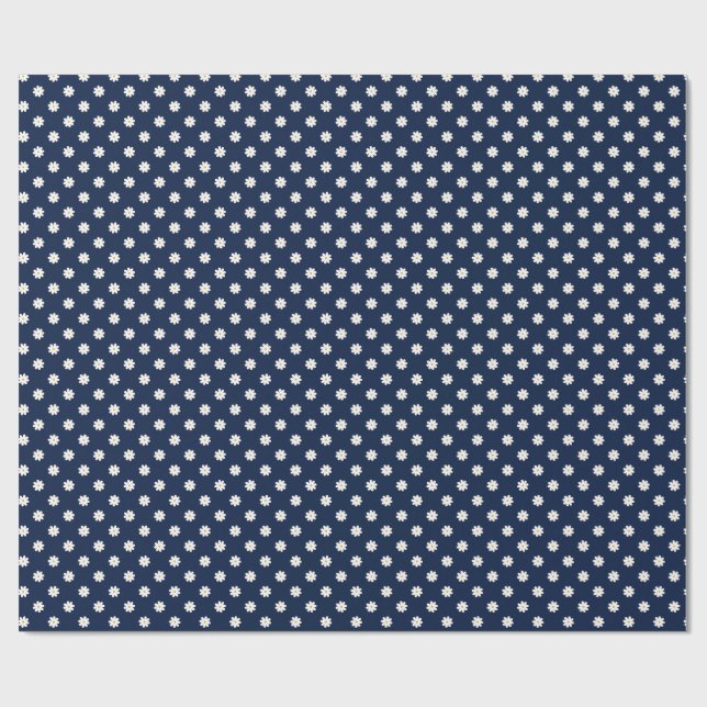Papel De Presente Charming Navy Blue with White Daisy Print (Aberto)
