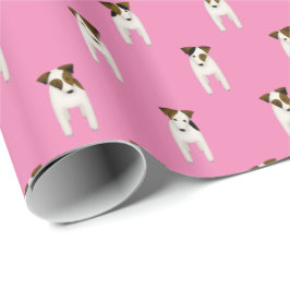 Papel De Presente charmoso Jack Russell Terriers rosa ou QUALQUER co