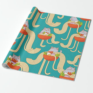 Papel De Presente Chatos de macarrão e gatos engraçados. Noodles com