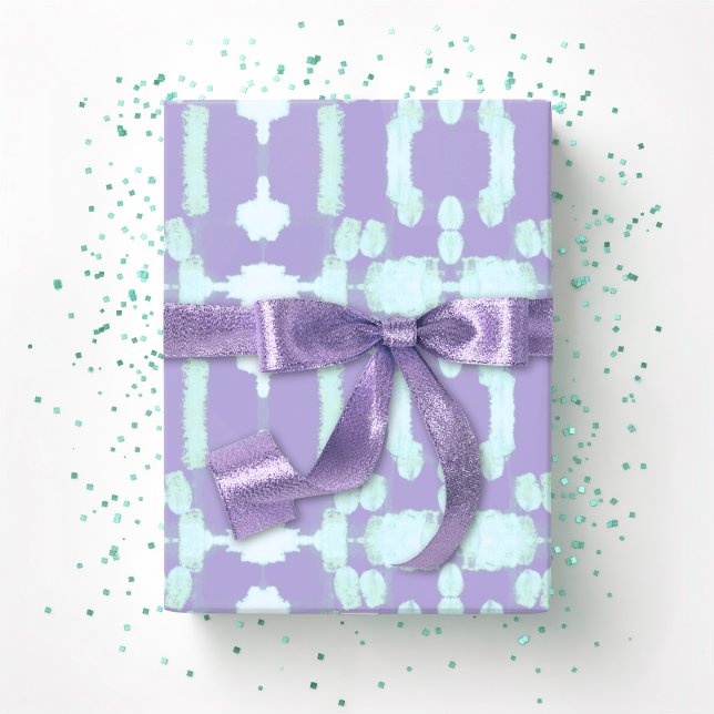 Papel De Presente Chavanel Brushstroke Ikat em Roxo e Turquesa (Criador carregado)