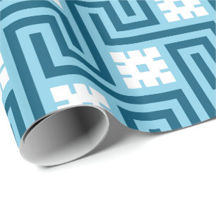 Papel De Presente Chave, azul-céu e marinho gregos de Deco