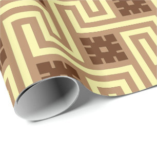 Papel De Presente Chave grega, Tan, Brown e amarelo de Deco