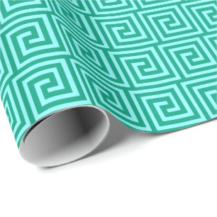 Papel De Presente Chave grega, turquesa e aqua