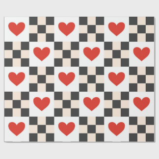 Papel De Presente Checkboard Hearts