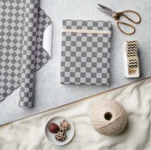 Papel De Presente Checkerboard de combinação de cinzas por Shirley