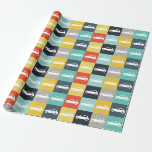 Papel De Presente Checkerboard Mini Cooper Moderno