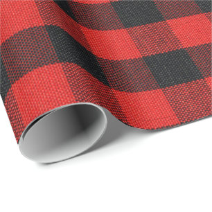 Papel De Presente checkered vermelho e preto da xadrez do lenhador