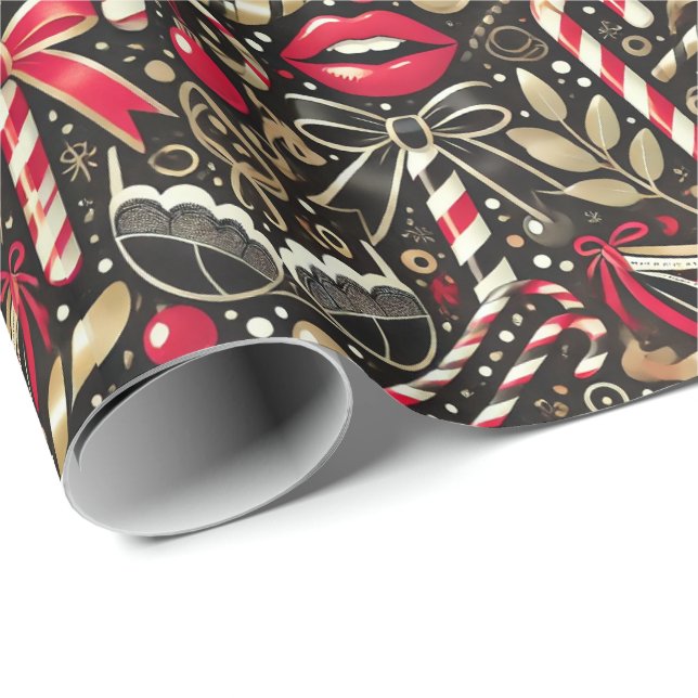 Papel De Presente Cheeky and Elegant Adult Christmas Wrapping Paper (Ponta do rolo)