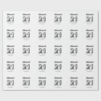 Papel De Presente Cheers 21 birthday bold letter name boy man gifts 