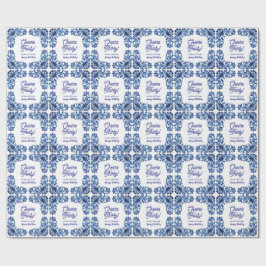 Papel De Presente Cheers thirty birthday royal blue floral border na