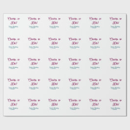 Papel De Presente Cheers to 30th birthday name date mauve blue elega