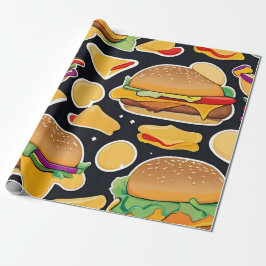 Papel De Presente Cheeseburgers coloridos vibrantes