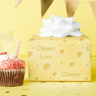 Papel De Presente "Cheesy Love" Adorável Queijo Suíço Personalizável