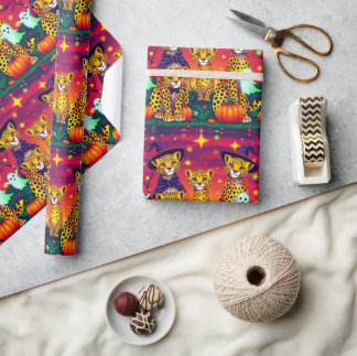 Papel De Presente Cheetah Bruxa de Halloween