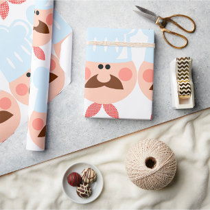 Papel De Presente Chef Italiano com Bigode e Chapéu