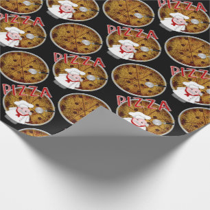 Papel De Presente Chef Italiano Pizza, Black-Gift Wrap