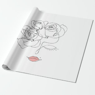 Papel De Presente Chefe De Arte De Flores, Mulher De Arte De Linha C