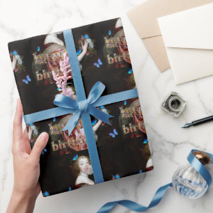 Papel De Presente Chegada inesperada de borboletas azuis