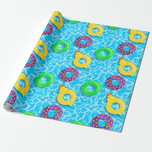 Papel De Presente Cheio de piscina das inundações (Desenrolado)