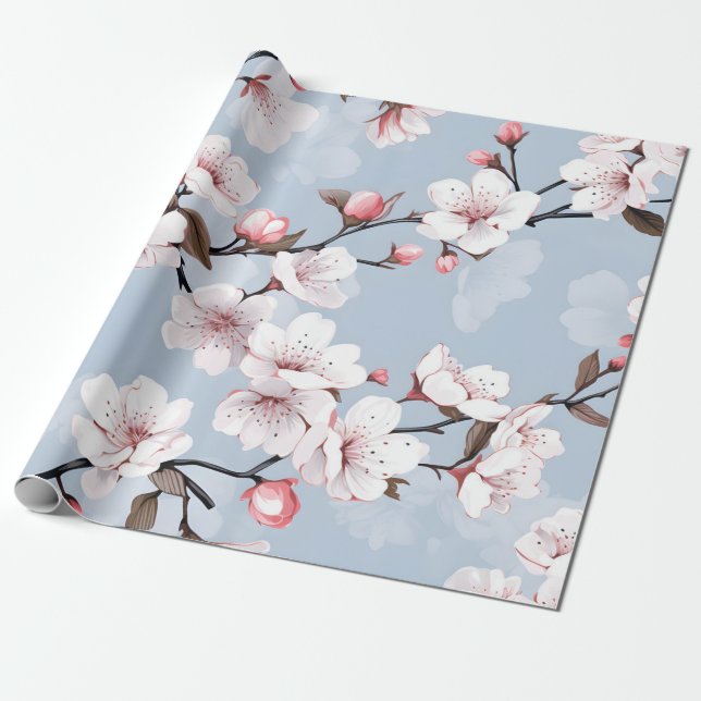 Papel De Presente Cherry Blossom Floral (Desenrolado)