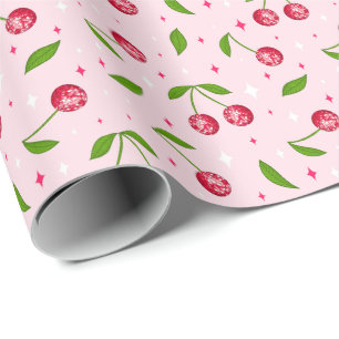 Papel De Presente Cherry Disco Ball Pattern
