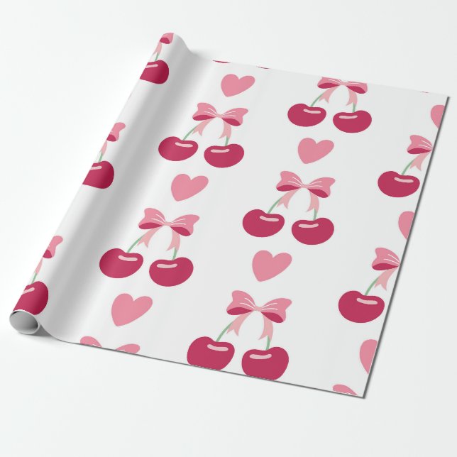 Papel De Presente Cherry Love Charm (Desenrolado)
