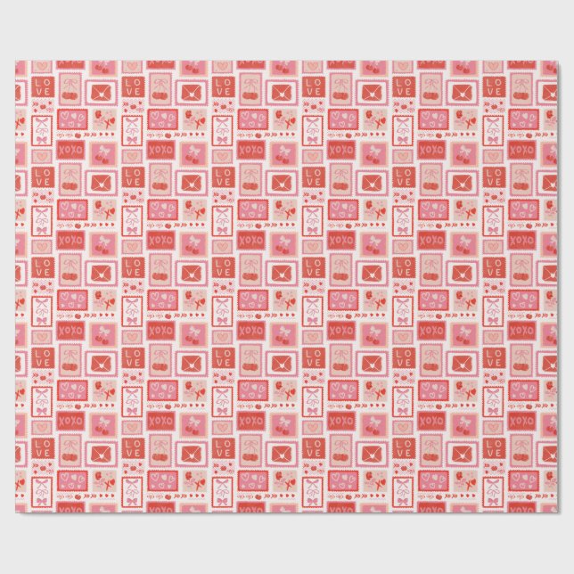 Papel De Presente Cherry Love Letters Postage Valentine (Aberto)