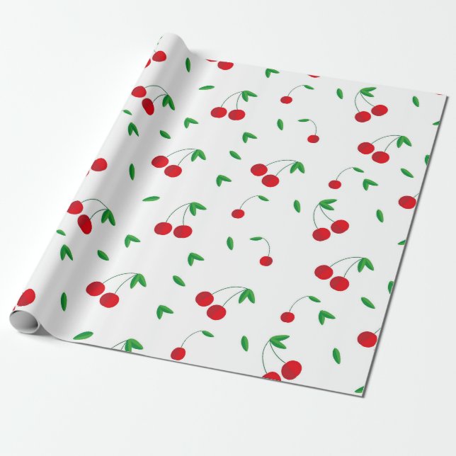 Papel De Presente Cherry Pattern Easy Cherry Drary Art Cher (Desenrolado)