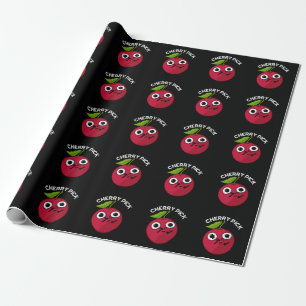 Papel De Presente Cherry Pick Funny Fruta Pun Dark BG