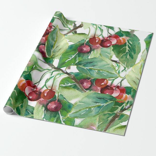 Papel De Presente Cherry Seamless Pattern (Desenrolado)