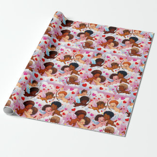 Papel De Presente Cherub multicultural Celebrando Amor e Diversidade