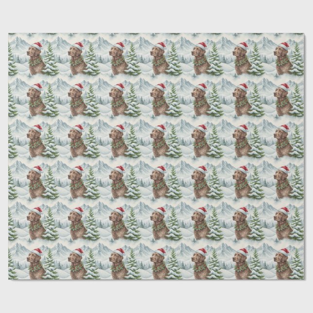Papel De Presente Chesapeake Bay Retriever Natal (Aberto)