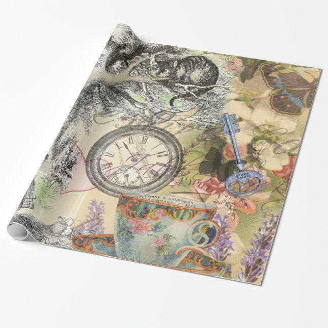 Papel De Presente Cheshire Cat Alice Wonderland Classic (Desenrolado)
