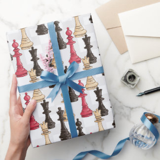 Papel De Presente Chess é feita de vermelho preto moderno e branco