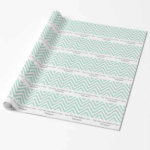 Papel De Presente Chevron verde e branco   da hortelã personalizado