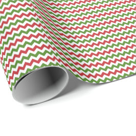 Papel De Presente Chevron vermelho escuro, verde e branco pequeno