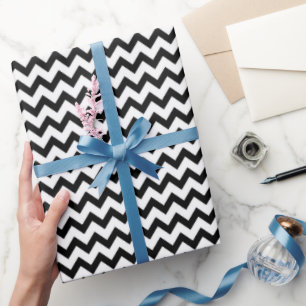 Papel De Presente Chevron Zig Zag Padrão Pastel Black White Scandi