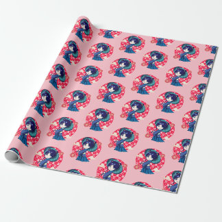 Papel De Presente Chibi Anime Kawaii Kimono