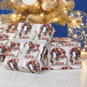 Papel De Presente Chibi Gnomo Natal Com Nome Personalizado