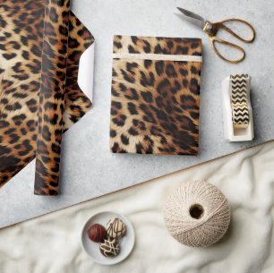 Papel De Presente Chic Brown Cream Leopardo