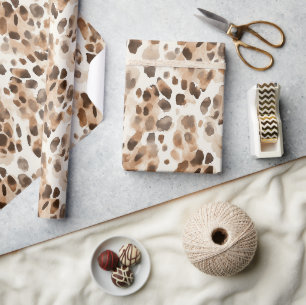Papel De Presente Chic Cream Brown Leopardo Impressão Animal