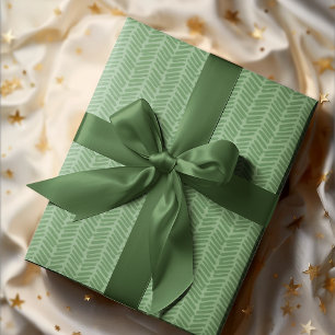 Papel De Presente Chic Dark Sage Light Forest Verde Listrado Zigzag
