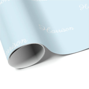 Papel De Presente Chic de texto do nome do script personalizado azul
