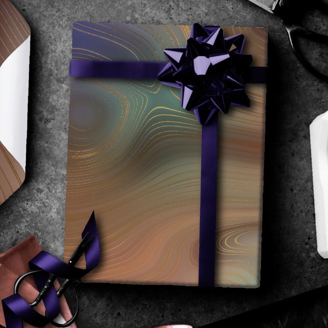 Papel De Presente Chic Earthy Strata | Agato natural de pedra de cob (Criador carregado)