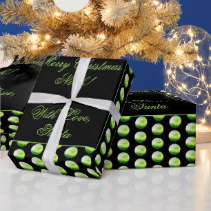 Papel De Presente Chic Elegante de Padrão de Bolinhas Negra e Verde