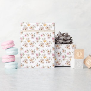 Papel De Presente Chic Floral Watercolor Baby in Bloom Chá de fralda
