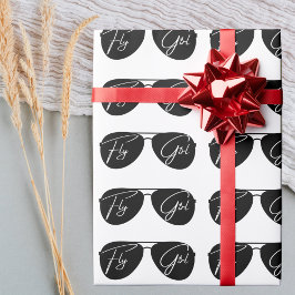 Papel De Presente Chic Fofo 'Fly Girl',Óculos de Sol Aviador,Minimal